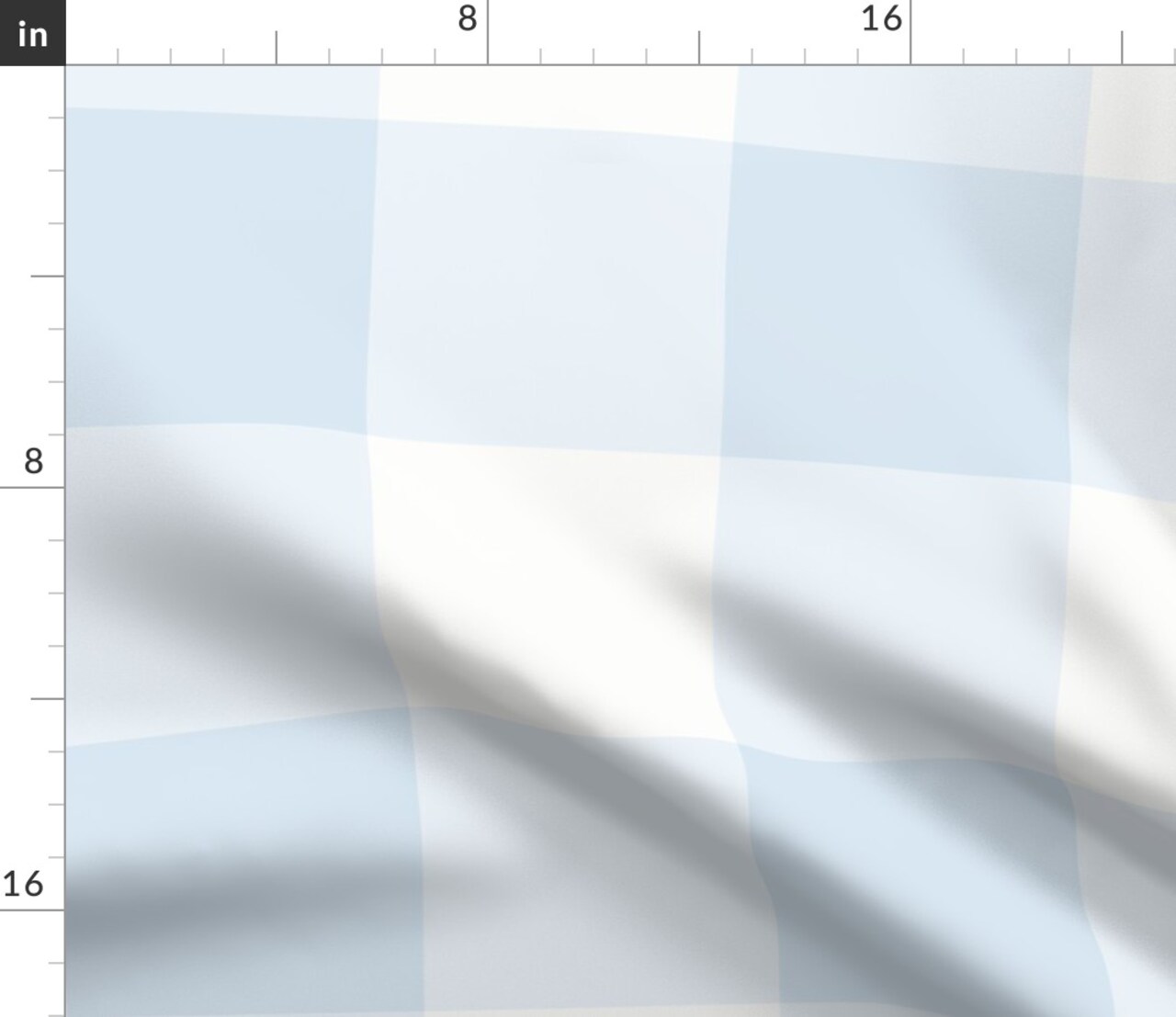 Blue Gingham Check Large Scale Classic Buffalo Plaid 6 Inch Powdery French Country Cottagecore Granny Chic Custom Printed Fabric by Spoonflower Various Fabrics by the Yard or Fat Quarter